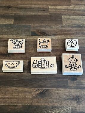 Stampin’ Up! Crayon Fun Stamp Set, Wood Mount, Retired, Used